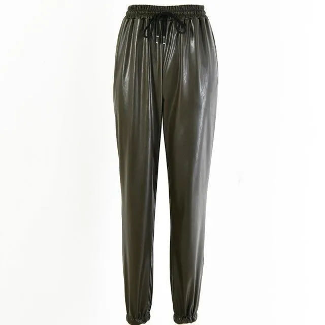 Elastic Leather Pants