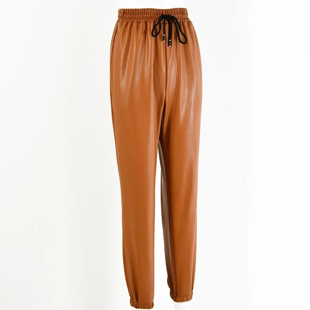 Elastic Leather Pants