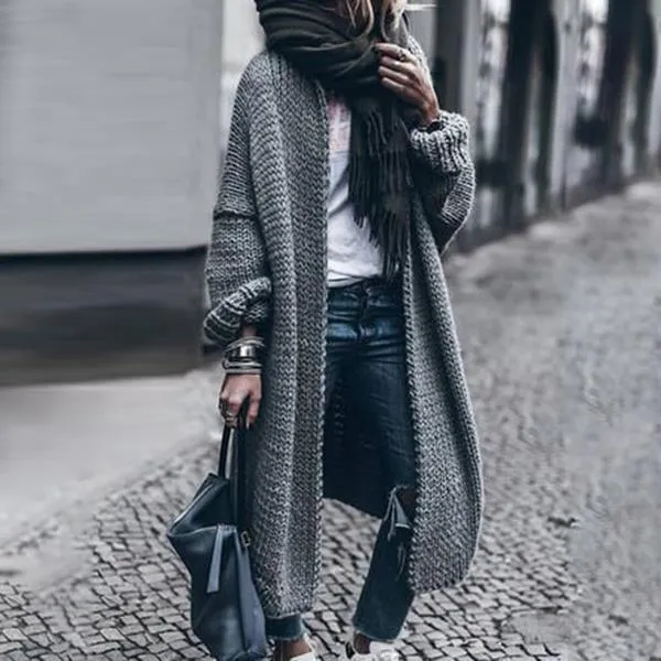 Fall/Winter New Long Sleeve Knitted Cardigan Casual Loose Fit Cardigan Knitted Sweater Jacket