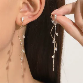 Fashion Long Crystal Tassel Trending Luxury Rotating Korean Earring