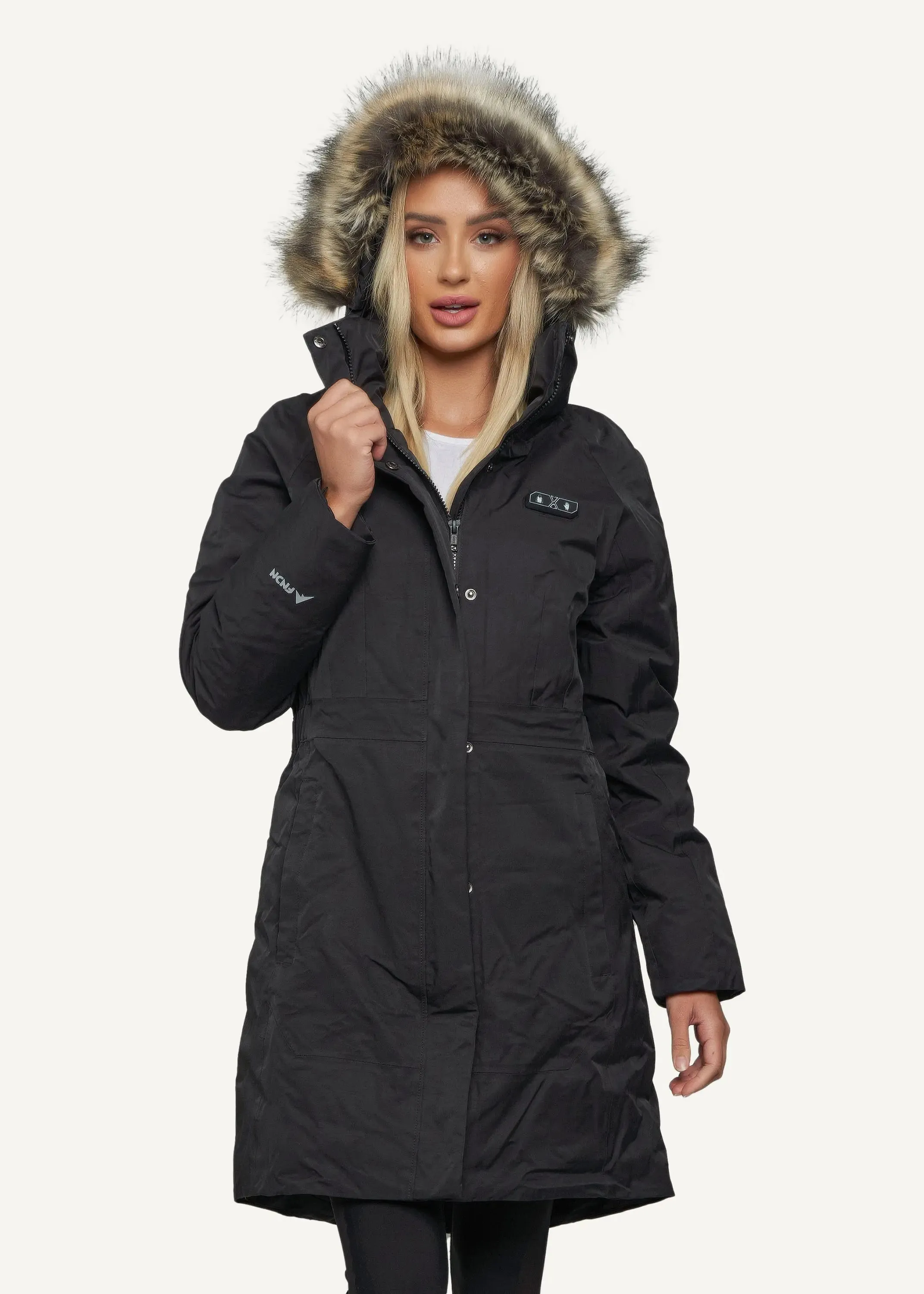 FNDN Women’s Heated Parka with Built-in Heated Gloves