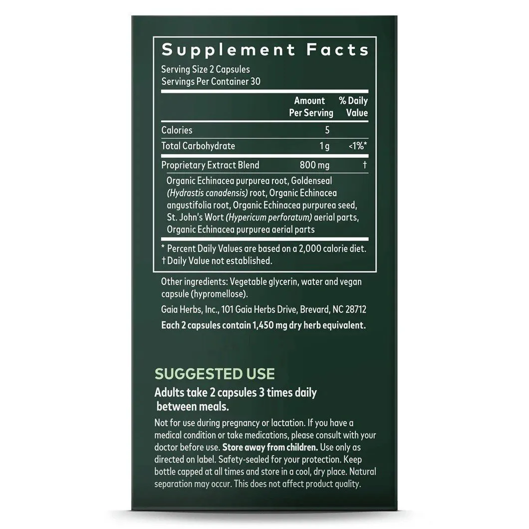 Gaia Herbs Echinacea Goldenseal Supreme 60 VegCap