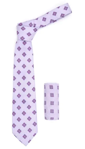 Geometric Light Purple Necktie with Hanky Set