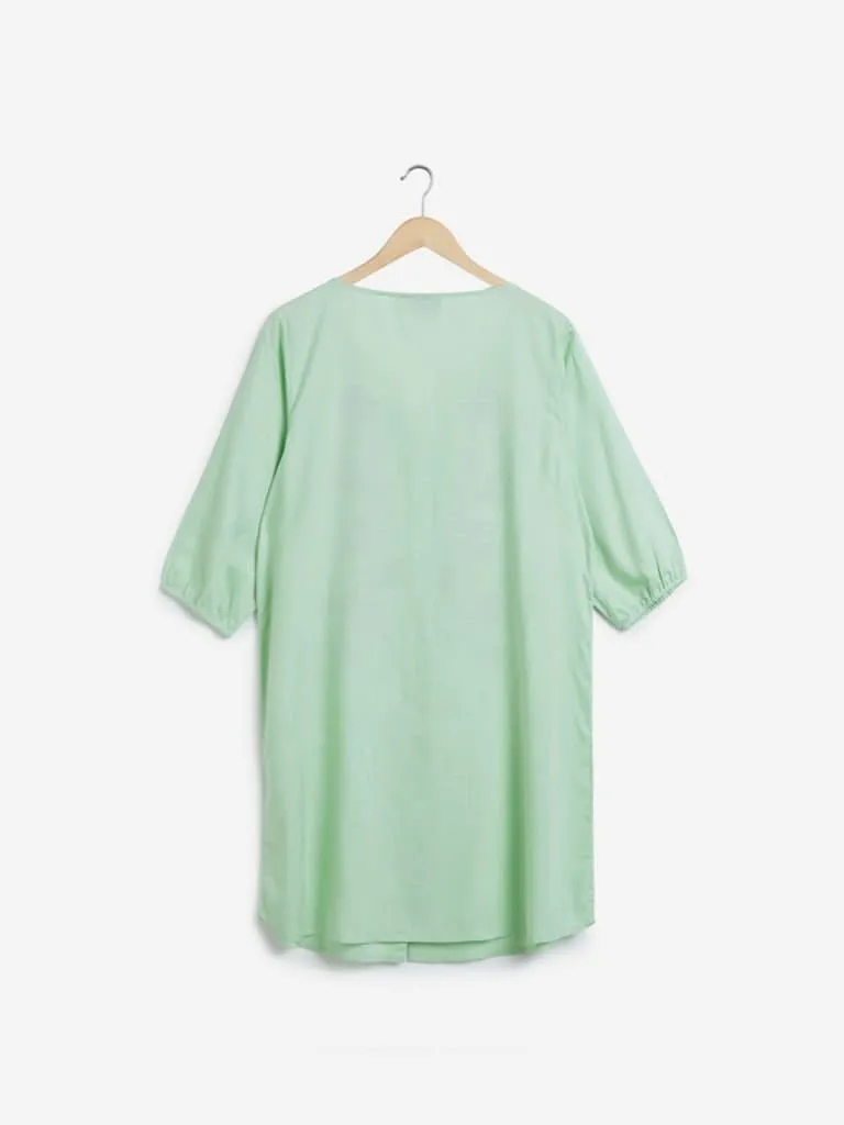 Gia Curves Green Embroidered Tunic