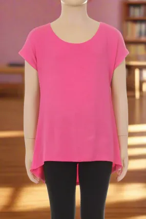 Girls Pink Top, Kids Short Sleeve Shirt, Sizes 6/8/10/12, Fuchsia Pink