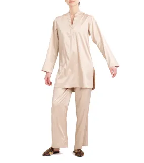 Glamour Mandarin Tunic Sleepshirt Café