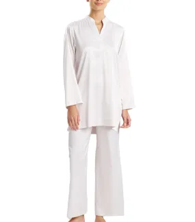 Glamour Mandarin Tunic Sleepshirt Off White