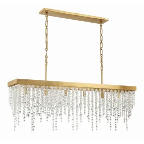 Gold Crystal Rainfall Long Island Chandelier