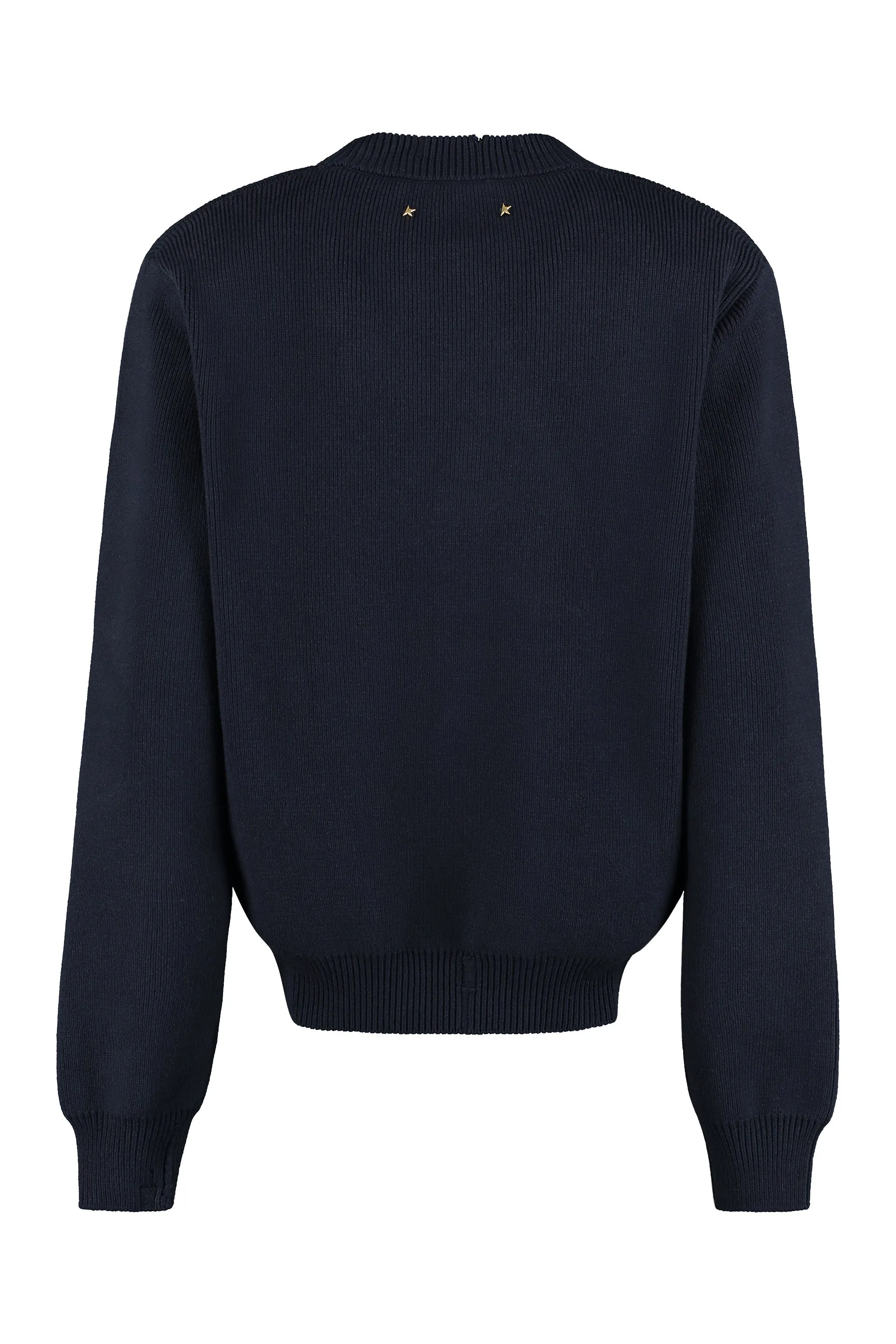 GOLDEN GOOSE Blue Ribbed Sweater with Distressed Details - FW23 Collection