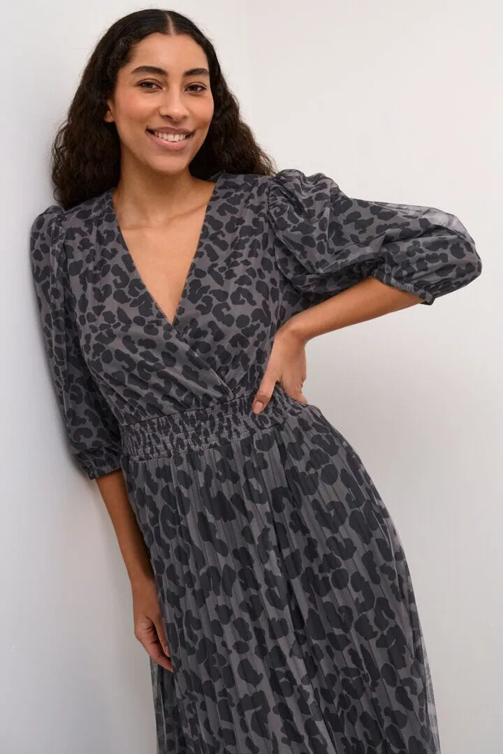 GREY LEOPARD PRINT DRESS