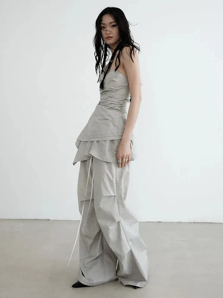 Hantuki Drawstring Layered Pants