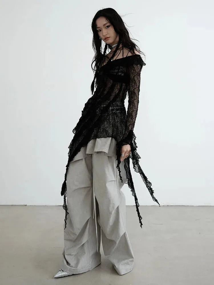 Hantuki Drawstring Layered Pants