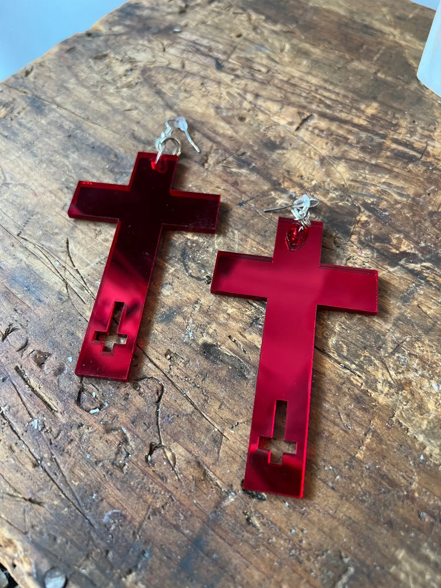 Heartless Revival Large Cross Earrings