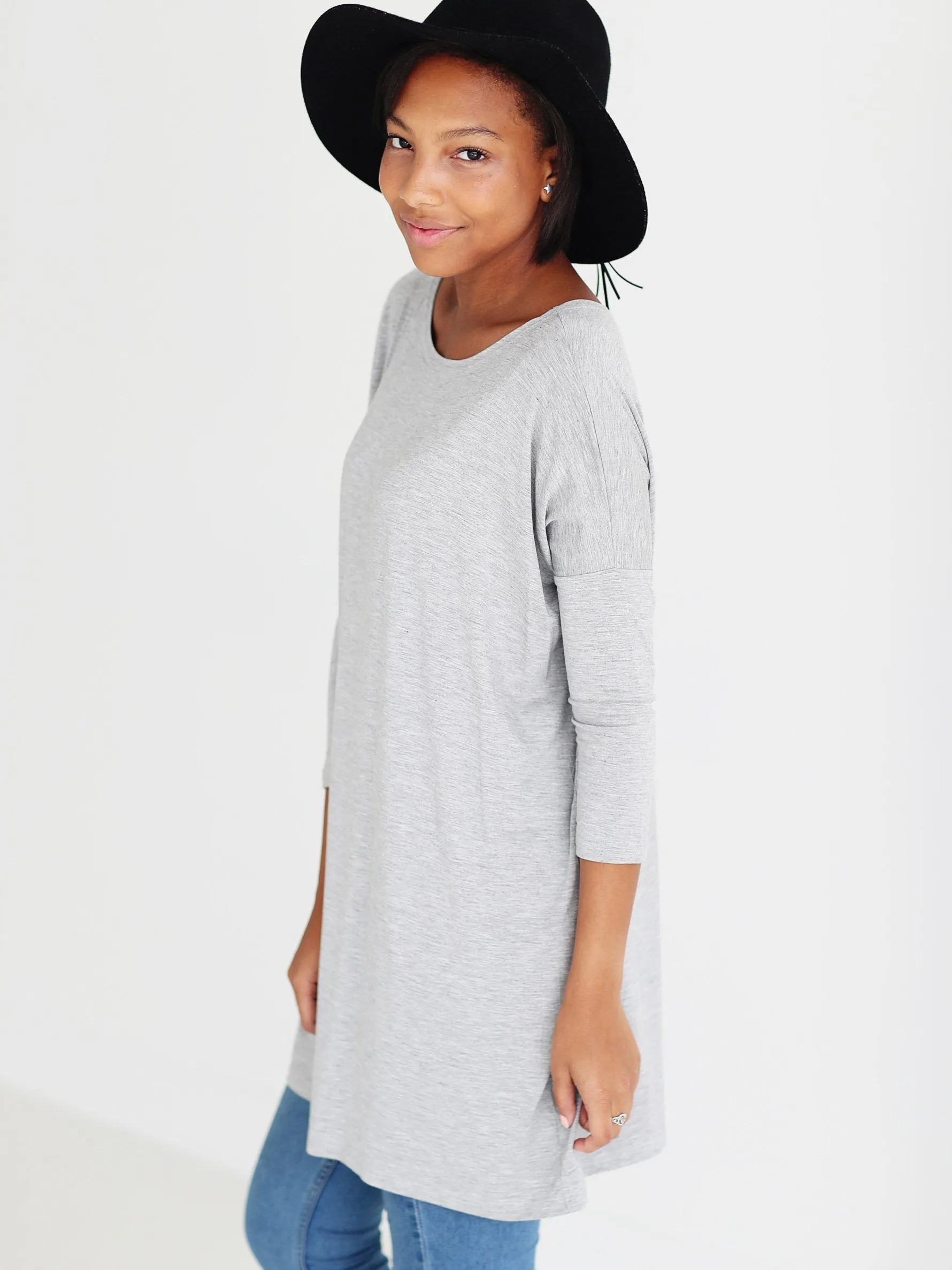 Heather Gray 3/4 Sleeve Tunic