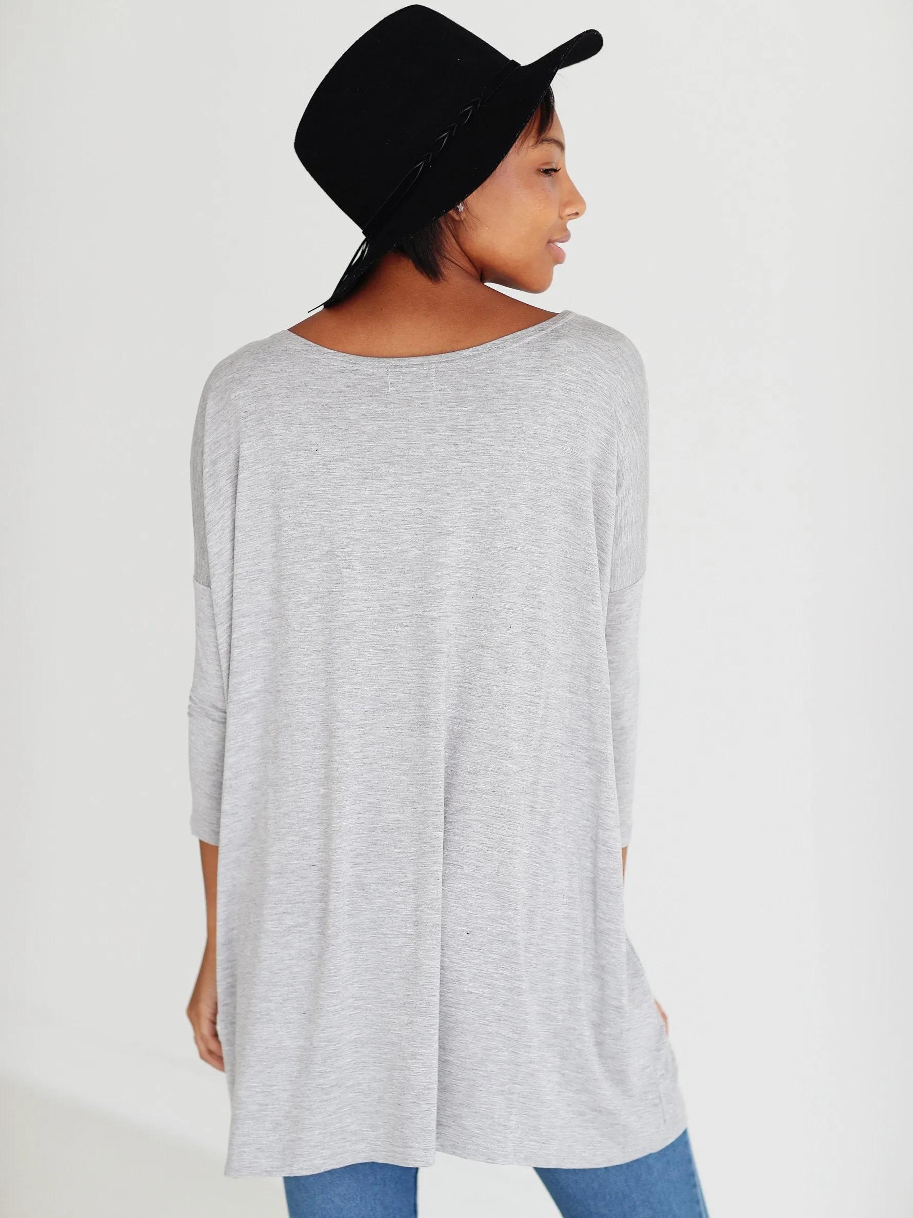 Heather Gray 3/4 Sleeve Tunic