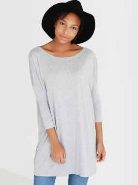 Heather Gray 3/4 Sleeve Tunic