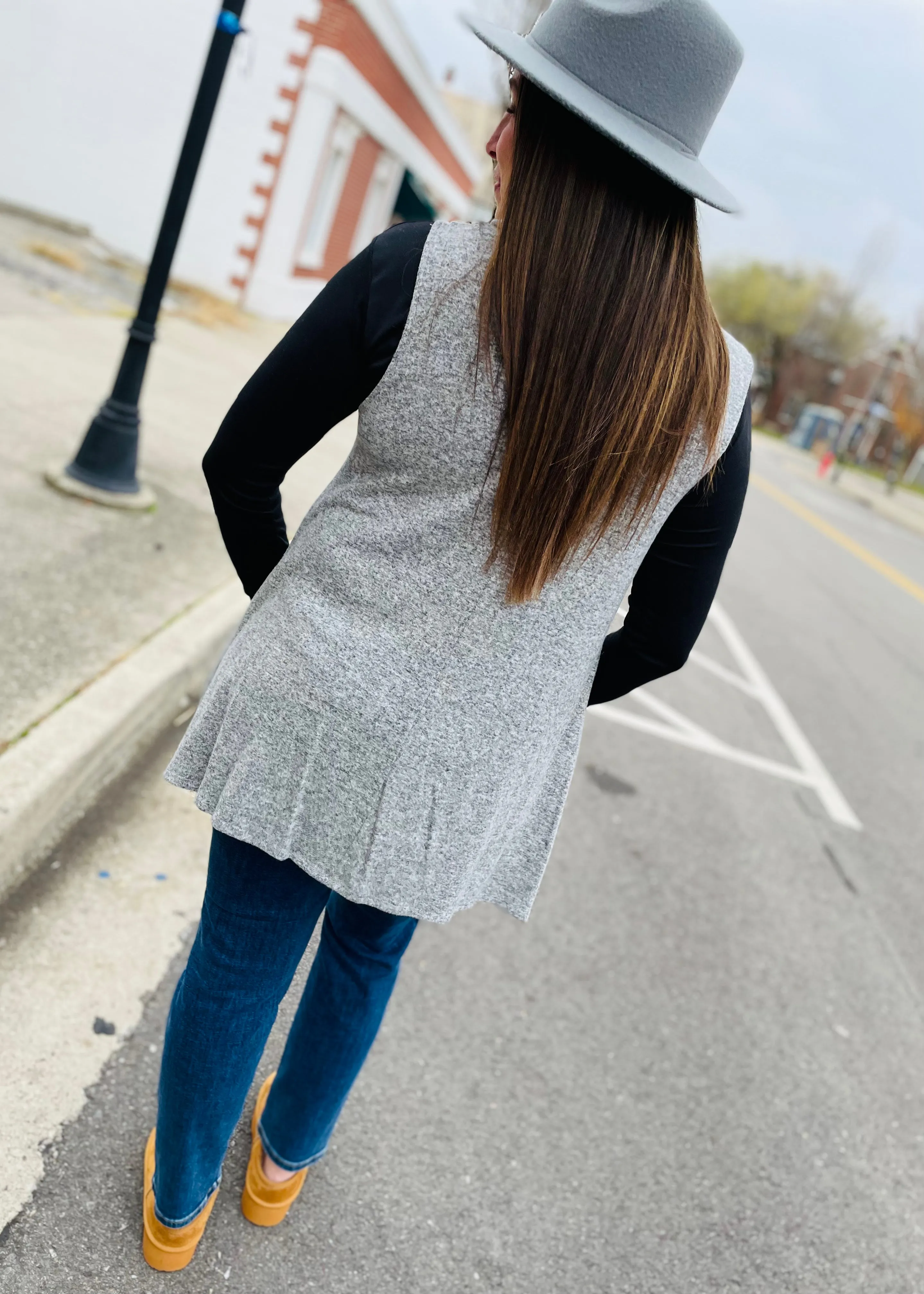 Heather Grey - Sleeveless Turtle Neck Tunic Top