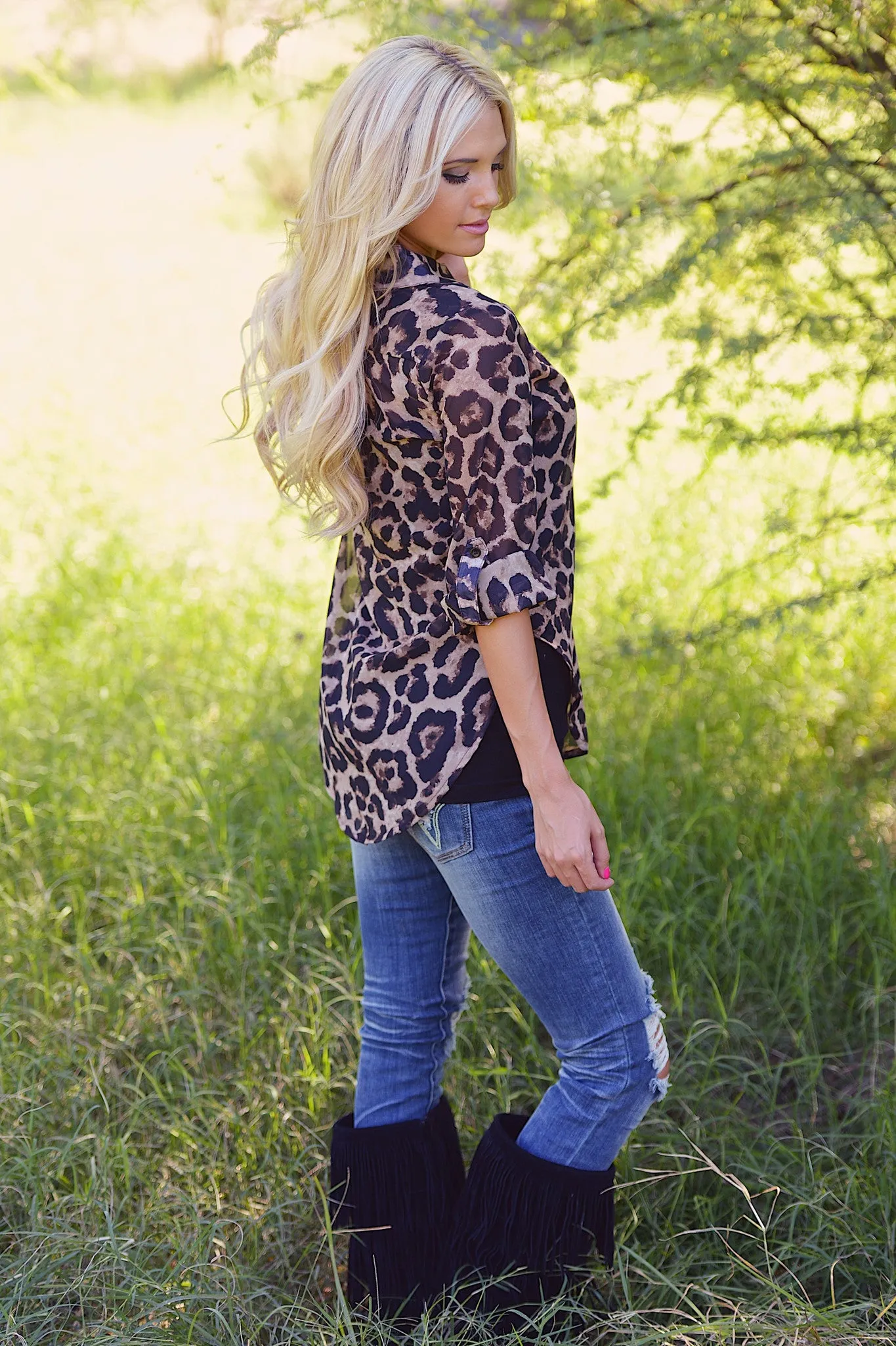 High Expectations Top - Brown Leopard