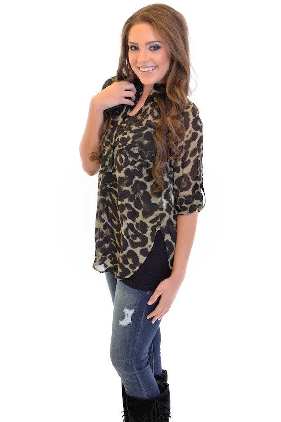 High Expectations Top - Brown Leopard