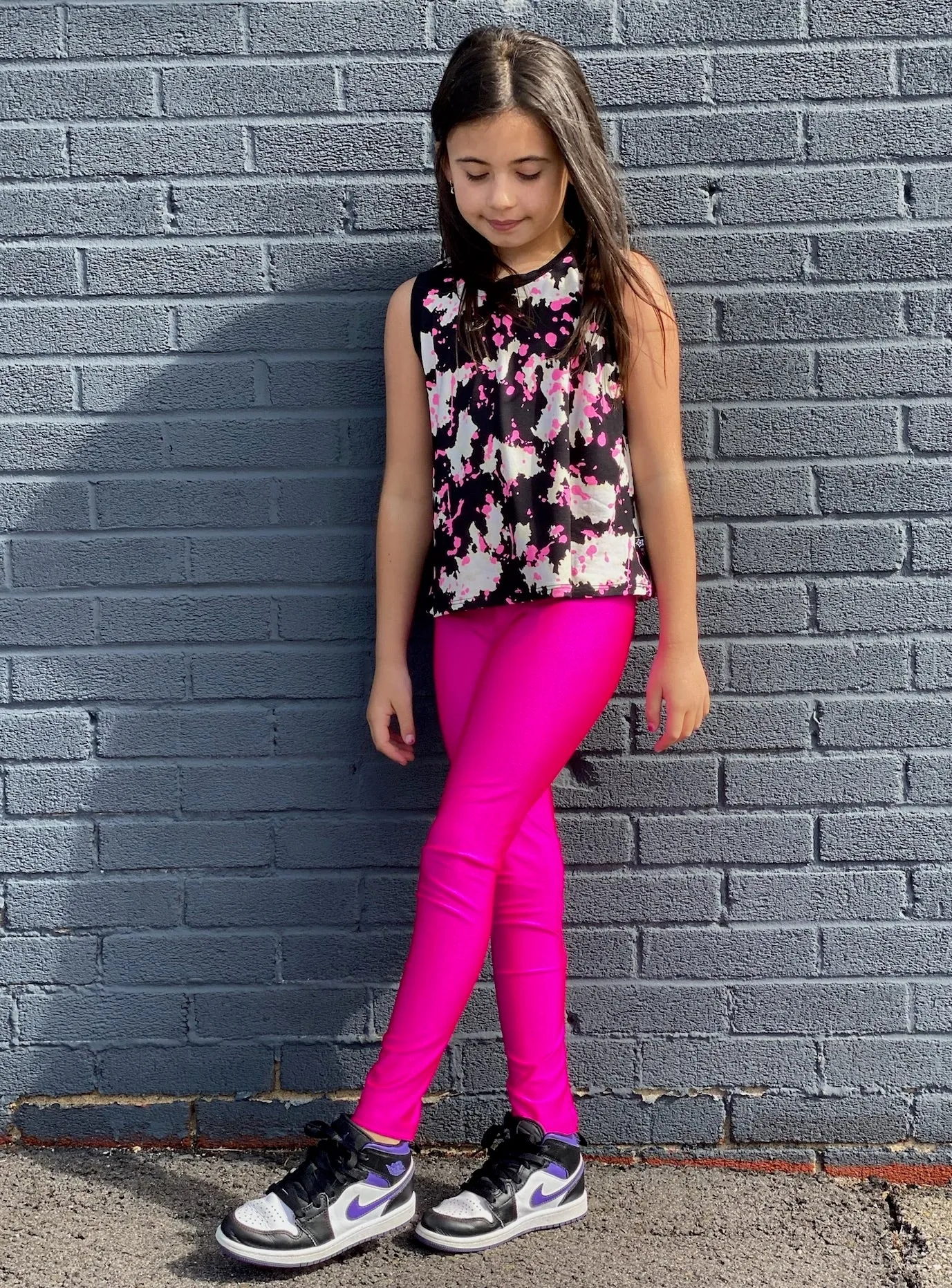 High Shine Long Legging - Neon Fuchsia