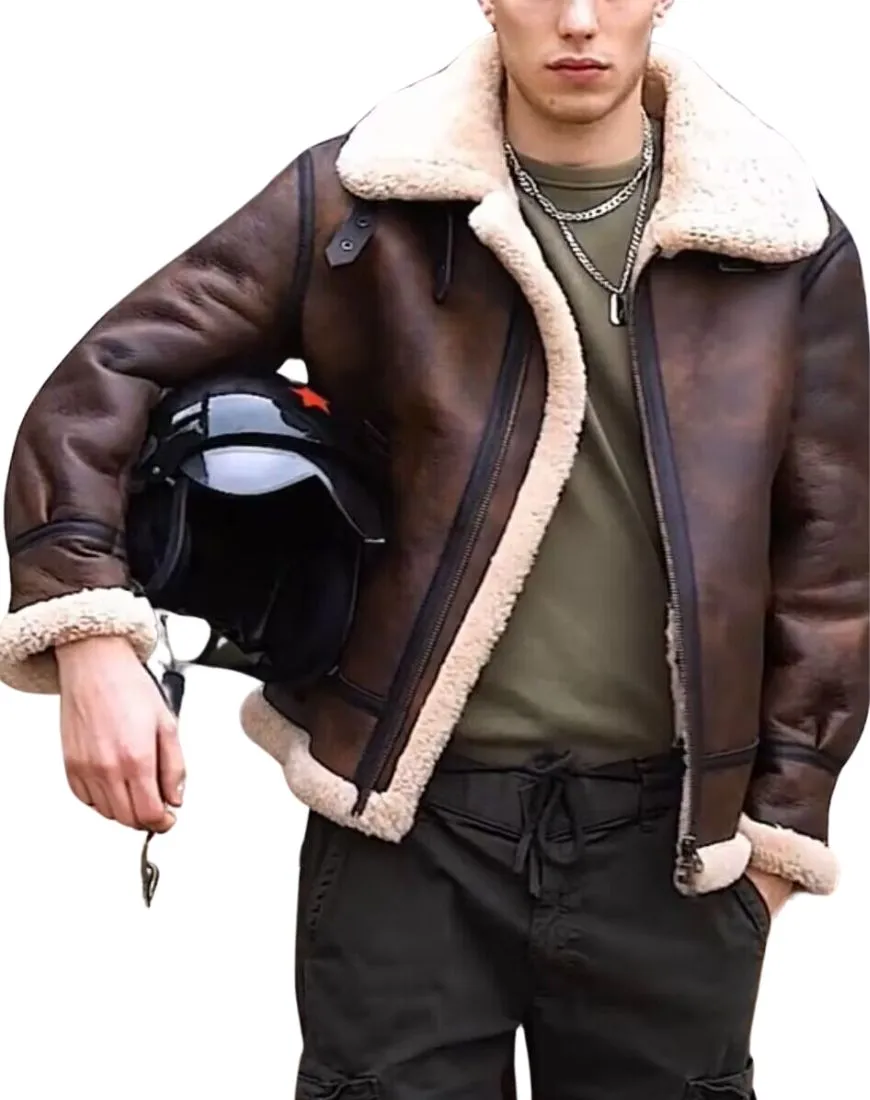 Highland Distressed Brown B3 Bomber Leather Jacket