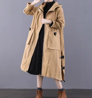 Hooded Autumn A-line Long Women Casual  Parka Plus Size Coat Jacket JT200945