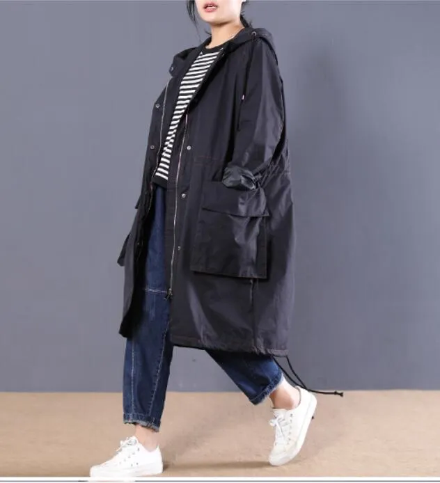 Hooded Casual Coat Loose A line Parka Plus Size Coat Jacket