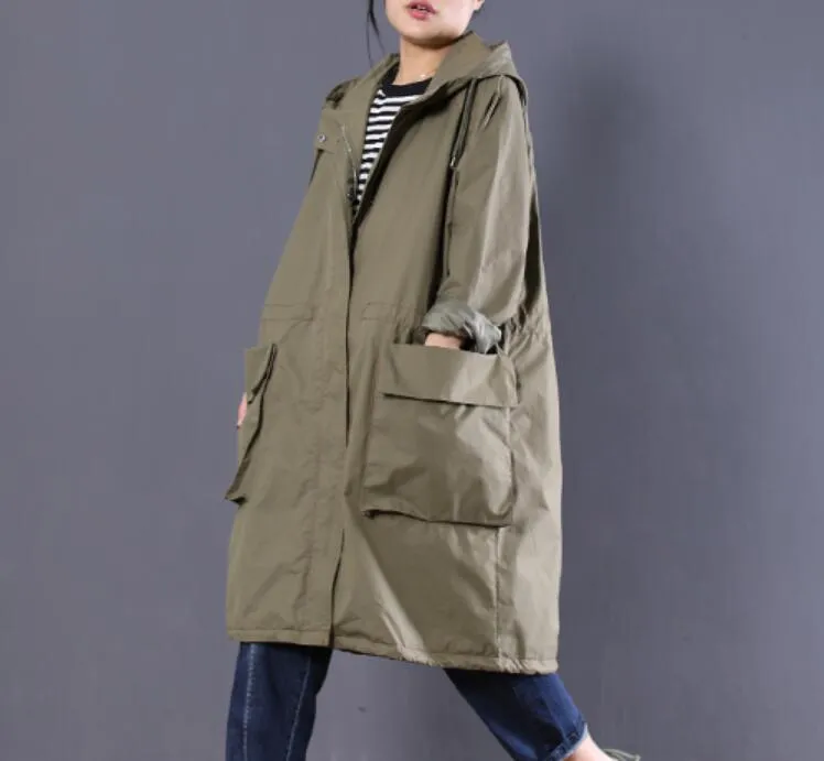 Hooded Casual Coat Loose A line Parka Plus Size Coat Jacket