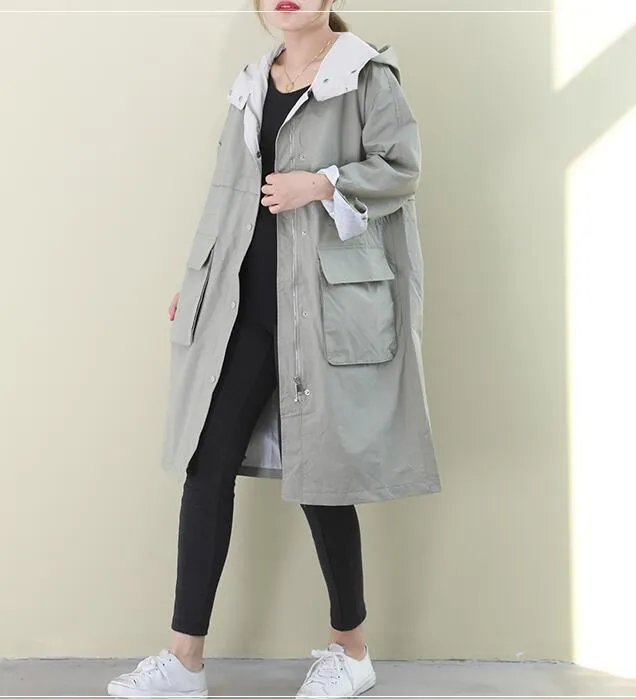 Hooded Loose Short Casual Coat A line Parka Plus Size Coat Jacket