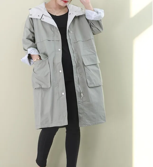 Hooded Loose Short Casual Coat A line Parka Plus Size Coat Jacket