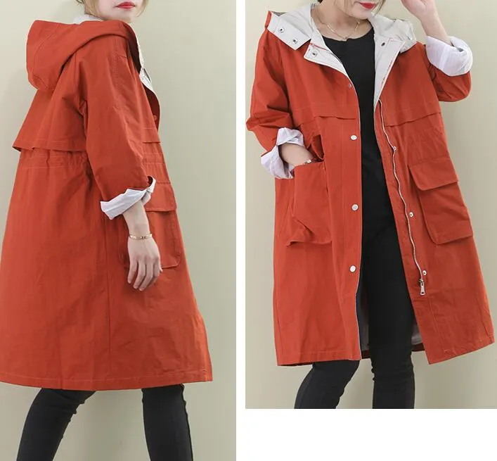 Hooded Loose Short Casual Coat A line Parka Plus Size Coat Jacket