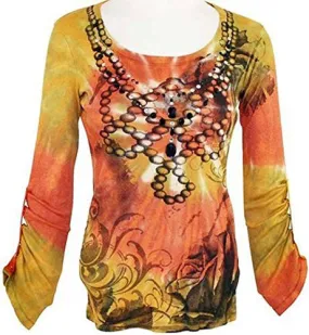 IDI Baby Ribbed, Long Snap Sleeves, Spiral Tie Dye Top - Black Roses