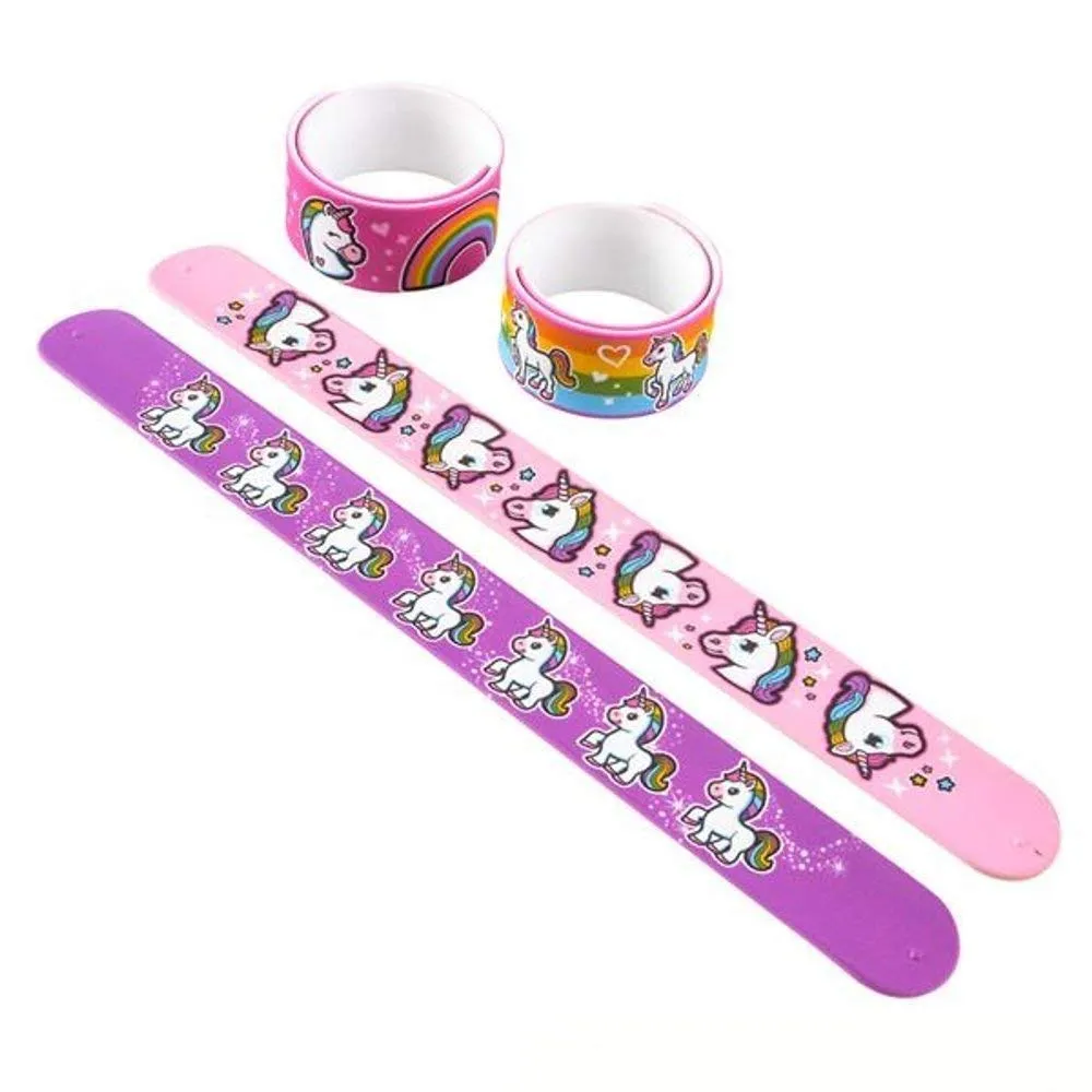 Kicko Unicorn Slap Bracelets for Girls - 12 Pack of Assorted Magical Wristbands - Perfect