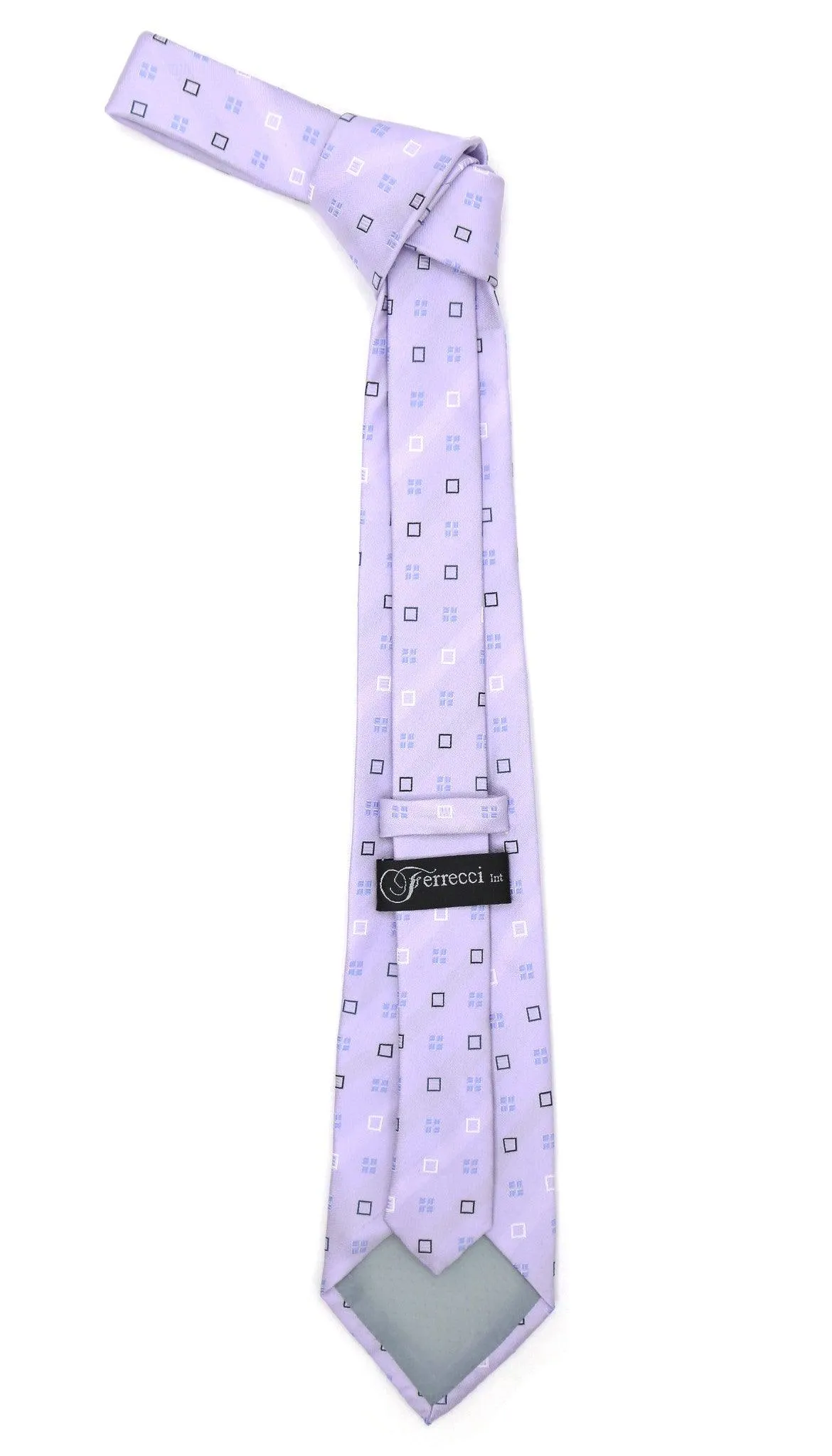 Lavender Geometric Necktie with Handkerchief Set