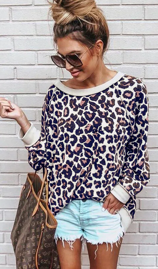 Leopard Print Long Sleeve Top