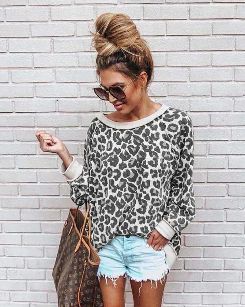 Leopard Print Long Sleeve Top