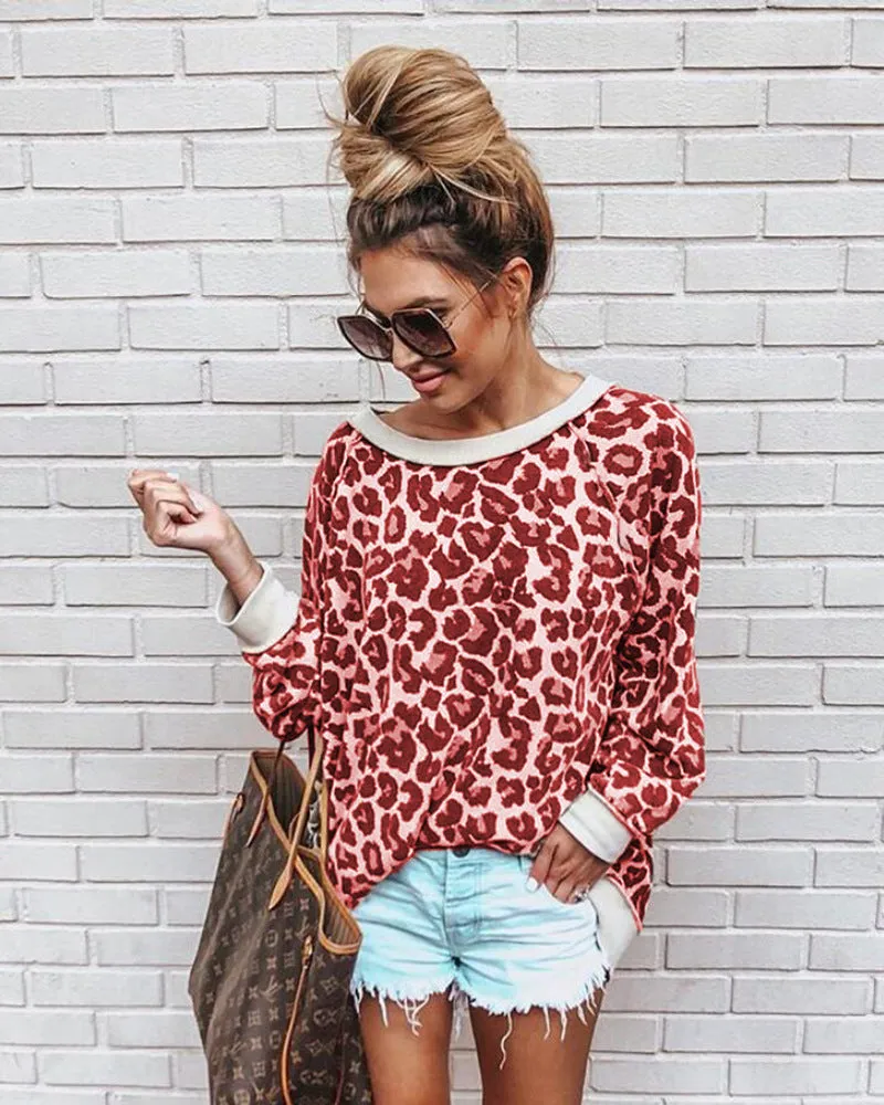 Leopard Print Long Sleeve Top