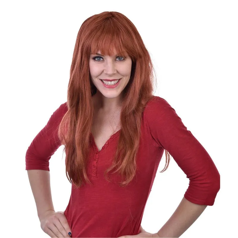 Long Straight Wig with Fringe - Auburn