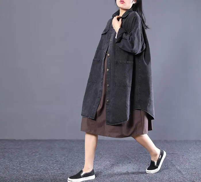 Loose Long Hooded Casual Coat A line Parka Plus Size Coat Jacket