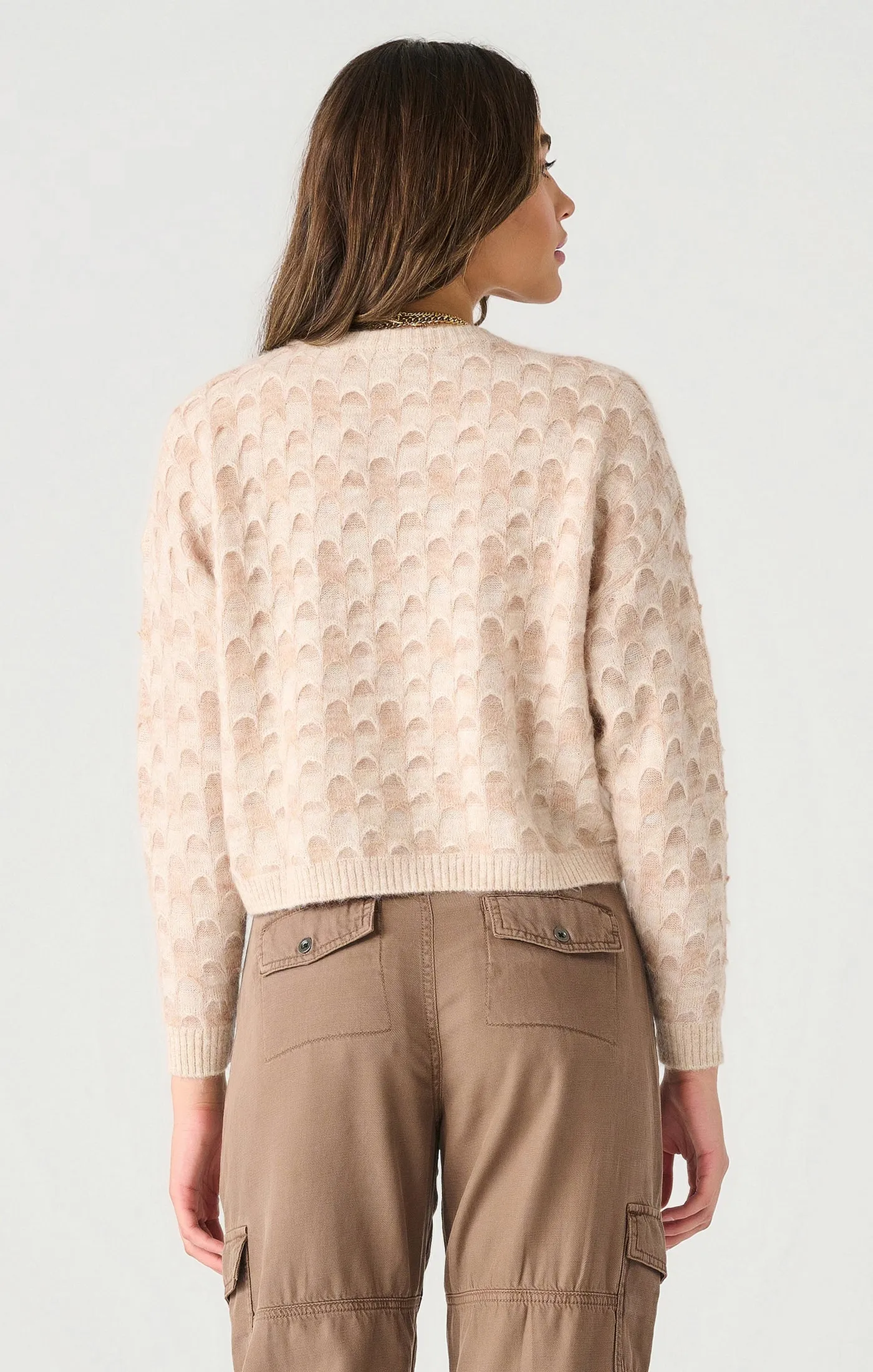 Ls Scalloped Stitch Sweater