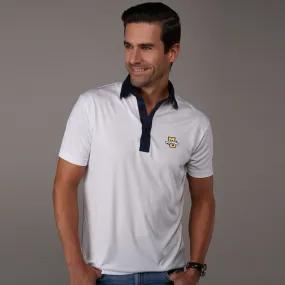 Marquette Semi-Spread Collar Polo Austin White with Navy Accent