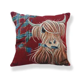 McMoo Highland Cow Jacquard Cushion (CUS01TP)