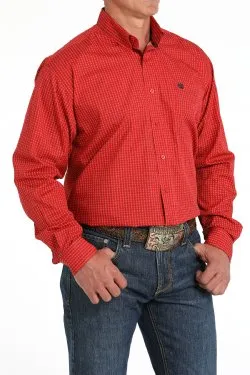 Men's Cinch Money Print Button Down Western Shirt in Red - MTW1105801