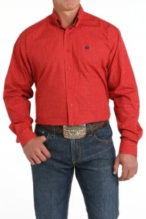 Men's Cinch Money Print Button Down Western Shirt in Red - MTW1105801