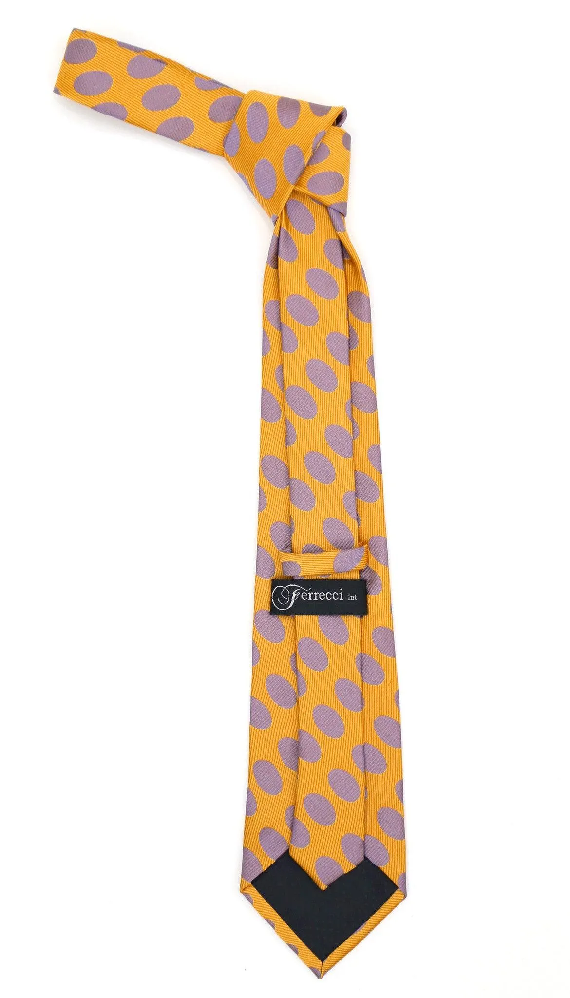 Men's Orange Necktie with Stylish Purple Dots