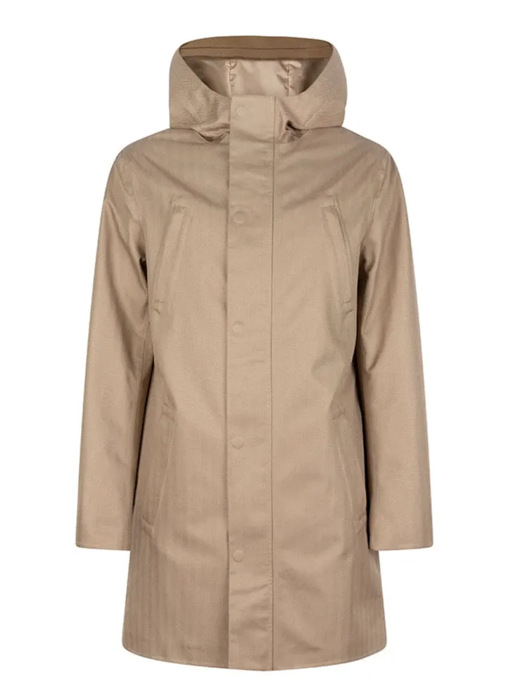 Men's Waterproof Rain Parka 2.0 - Beige Herringbone