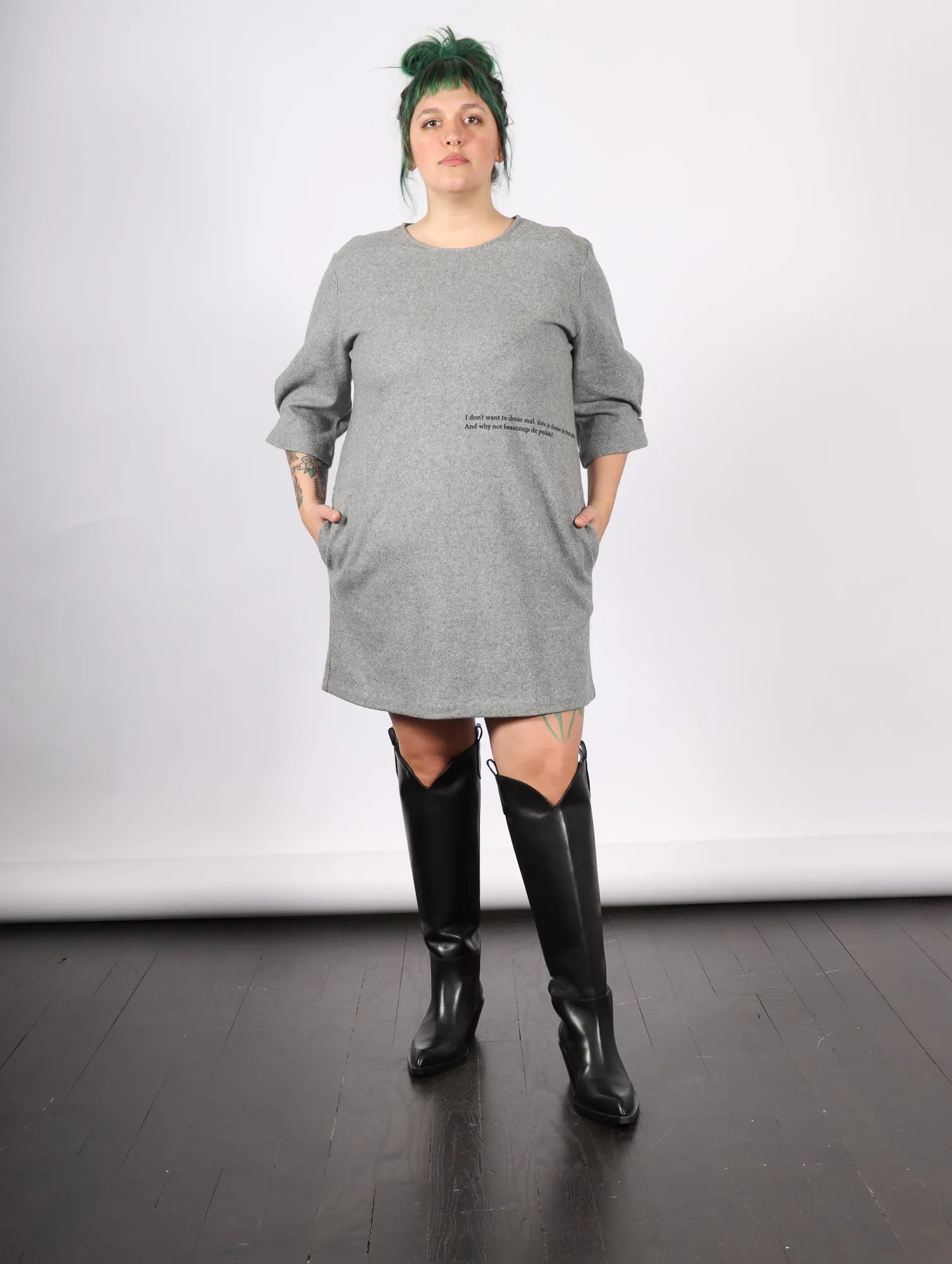 Mini Dress in Grey Melange by MM6 Maison Margiela