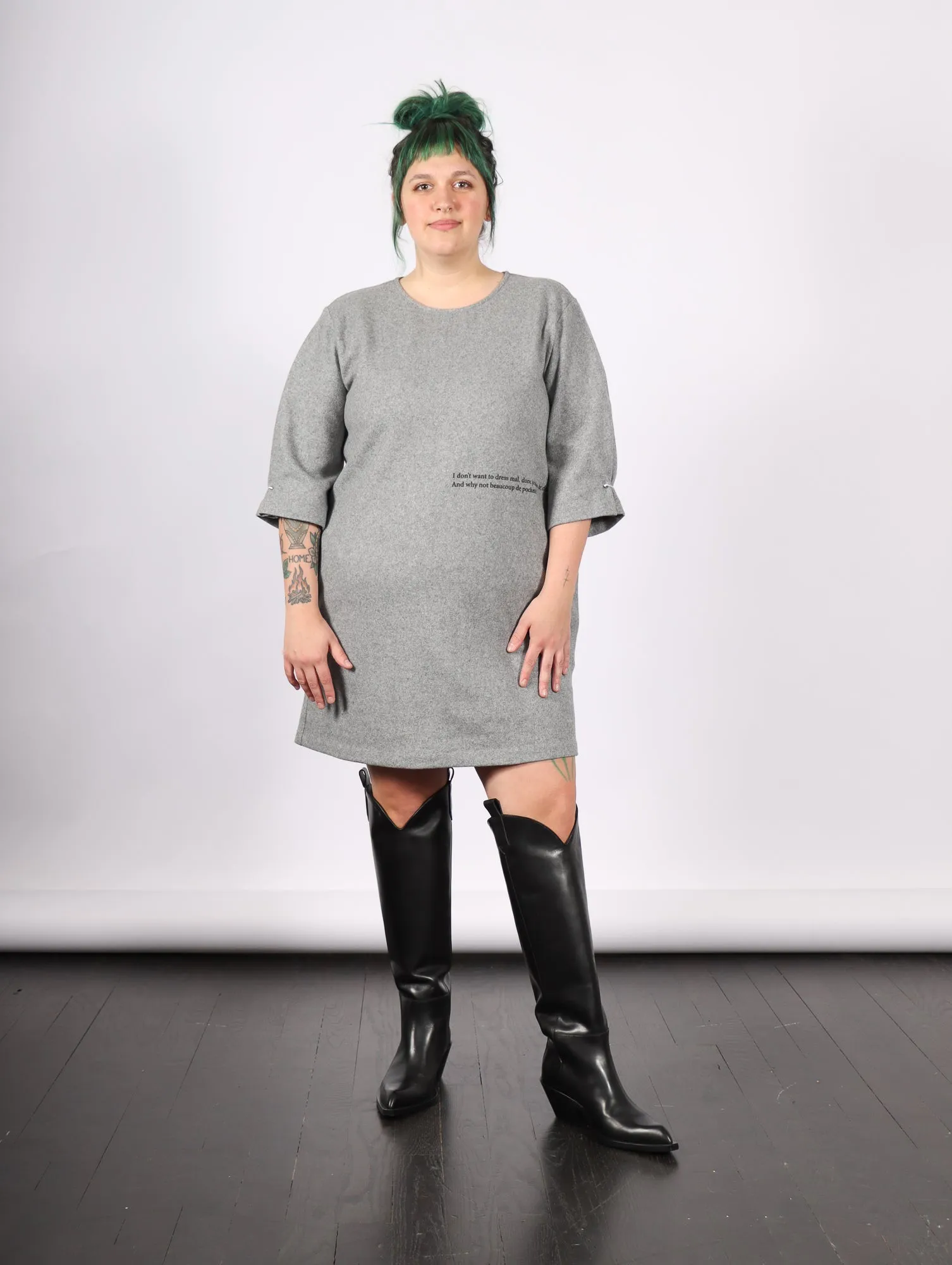 Mini Dress in Grey Melange by MM6 Maison Margiela