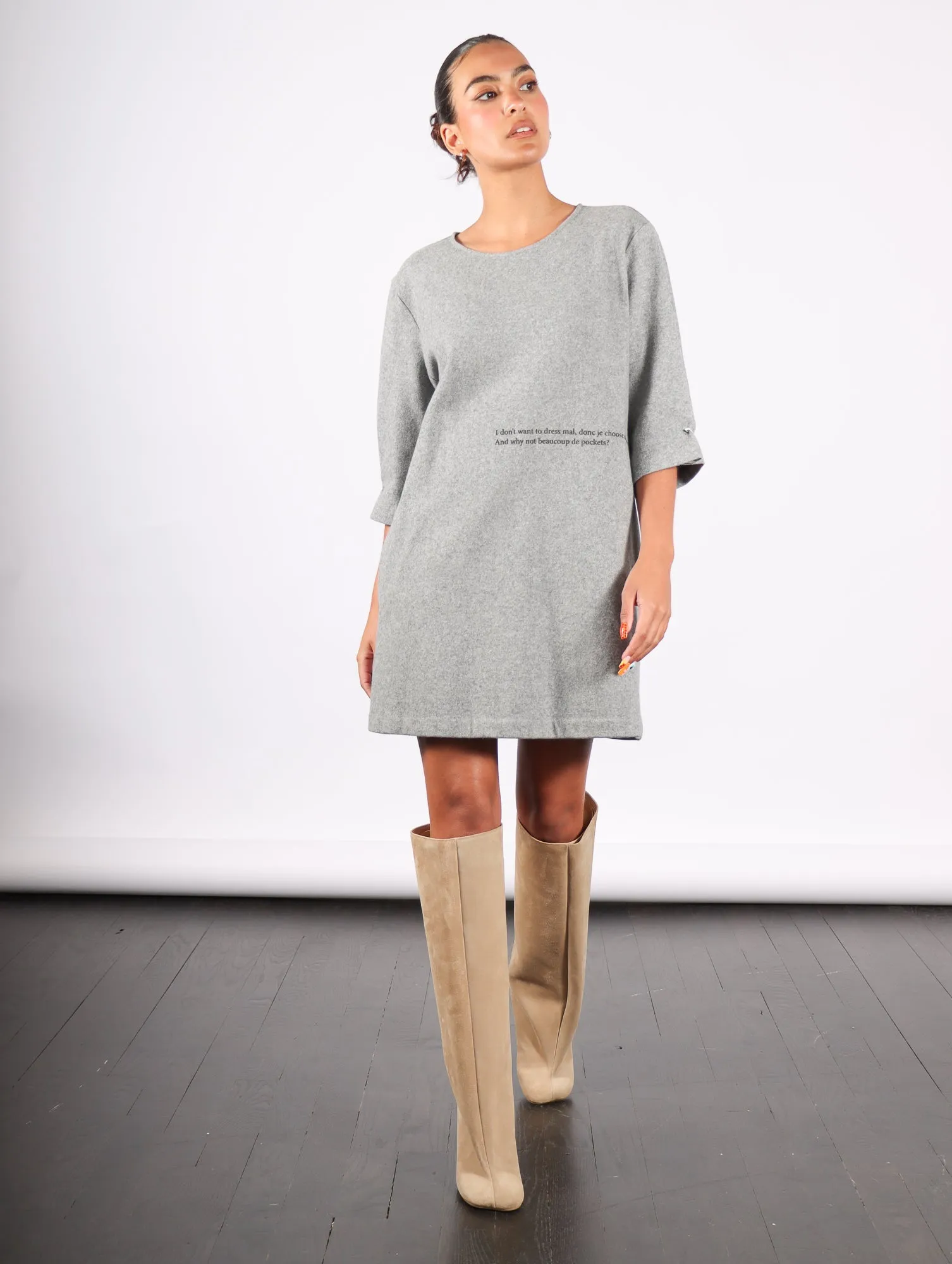 Mini Dress in Grey Melange by MM6 Maison Margiela