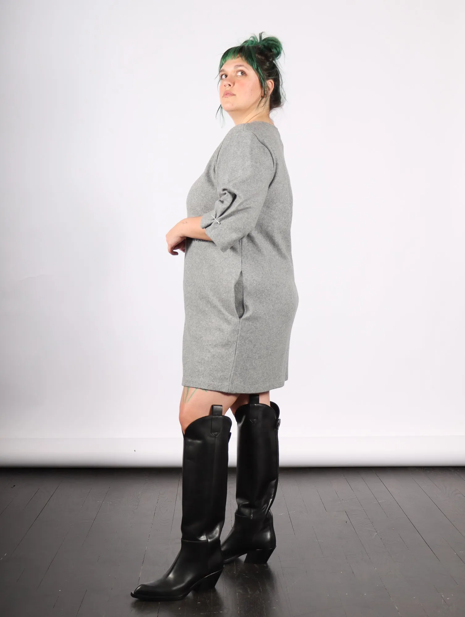 Mini Dress in Grey Melange by MM6 Maison Margiela